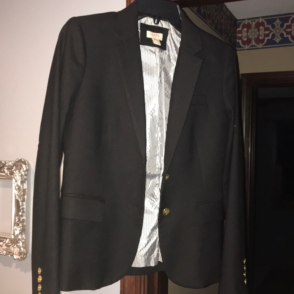 Black J.Crew Gold Button Blazer